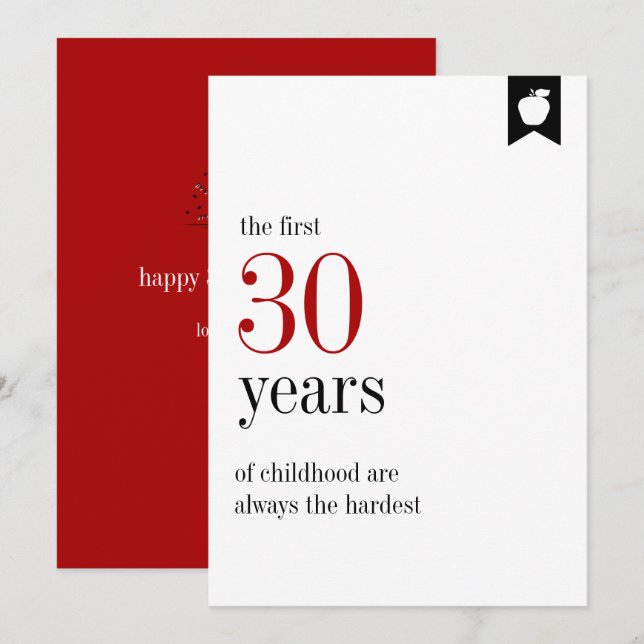 Milstolpe Födelsedag 30-årsdagskort Inbjudningar (Fram/baksida)