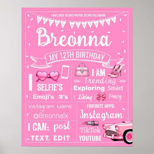 Milstolpe för shock rosa födelsedagsfest 1078 poster (Framsidan)