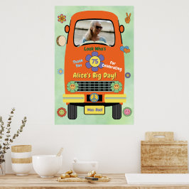 Milstolpe Groovy Hippie Födelsedagsfest Poster