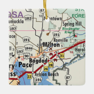 Milton Florida Karta Julgransprydnad Keramik
