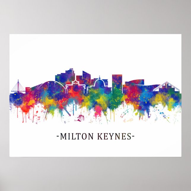 Milton Keynes England Skyline Poster (Framsidan)