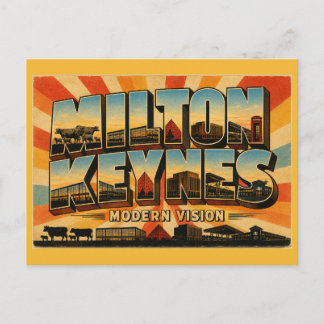 Milton Keynes Modern Vision Vintage Konst Vykort