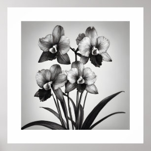 Miltonia Orchids II Monokromatiska konstutskrifter Poster