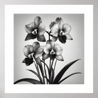 Miltonia Orchids II Monokromatiska konstutskrifter Poster