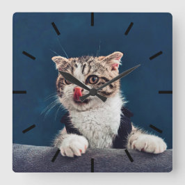 Milu Cat Fyrkantig Klocka