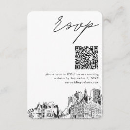 Milwaukee Bröllop Modern RSVP QR-kod Tilläggskort