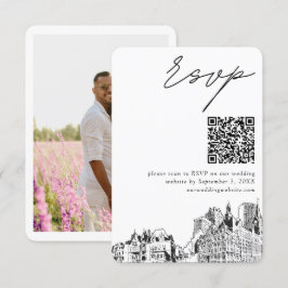 Milwaukee Bröllop Modern RSVP QR-kod Tilläggskort