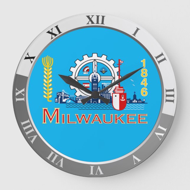 Milwaukee flag Large Clock Stor Klocka (Framsida)