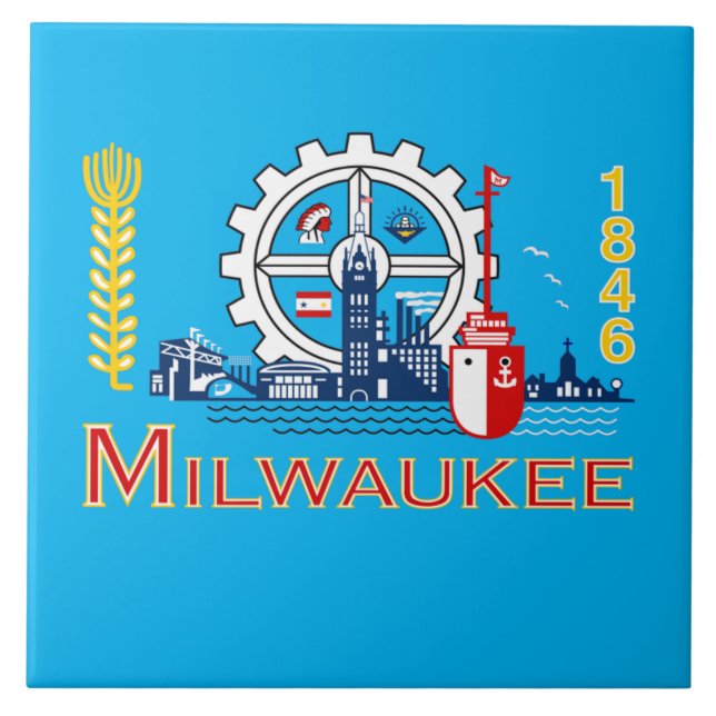 Milwaukee flagga kakelplatta (Framsidan)