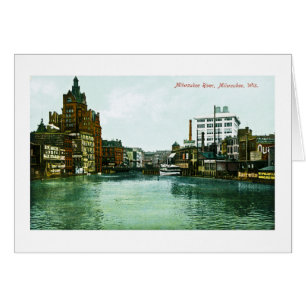 Milwaukee flod, Milwaukee, Wisconsin Hälsningskort