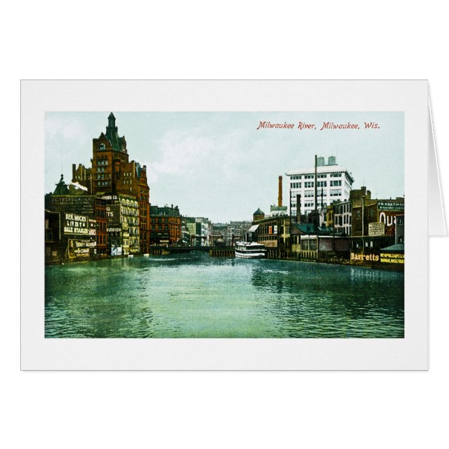 Milwaukee flod, Milwaukee, Wisconsin Hälsningskort (Framsidan Horizontal)