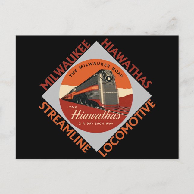 Milwaukee Hiawatha Railroad Vykort (Framsida)