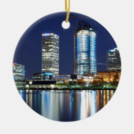 Milwaukee horisont på natten julgransprydnad keramik