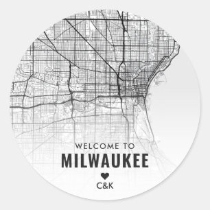 Milwaukee, Minnesota City Karta Bröllop Välkomme Runt Klistermärke