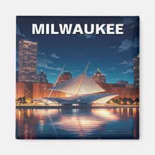 Milwaukee Museum of Art Travel på natten Magnet