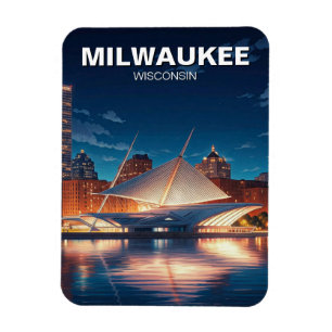 Milwaukee Museum of Art Travel på natten Magnet