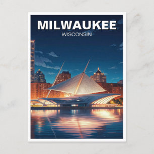Milwaukee Museum of Art Travel på natten Vykort