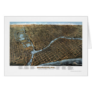 Milwaukee panorama- karta för WI - 1872 Hälsningskort