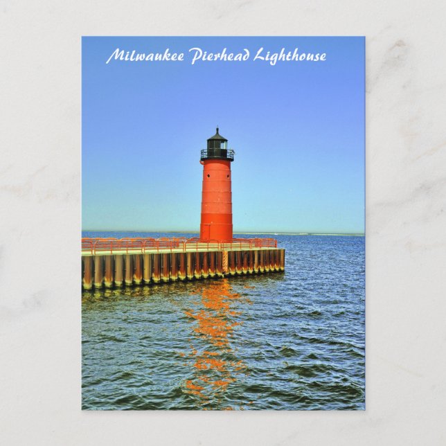 Milwaukee Pierhead Lighthouse, Sjö Michigan Vykort (Framsida)