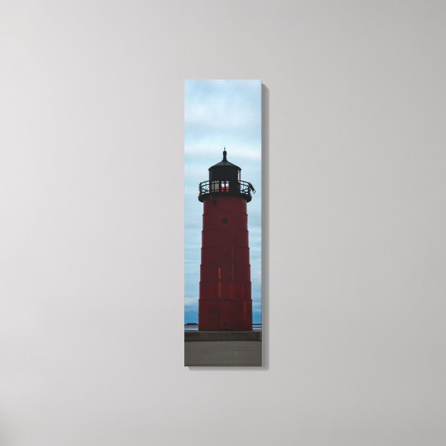 Milwaukee Pierhead Lighthouse View Lodrät Canvas (Framsida)