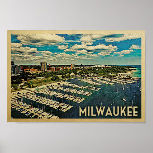 Milwaukee Poster Vintage resor Skyline Wisconsin