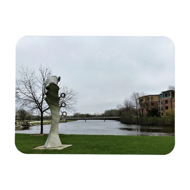 Milwaukee River, Väster Bend, Wisconsin Magnet (Horisontell)