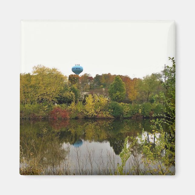 Milwaukee River, Väster Bend, Wisconsin Magnet (Framsidan)
