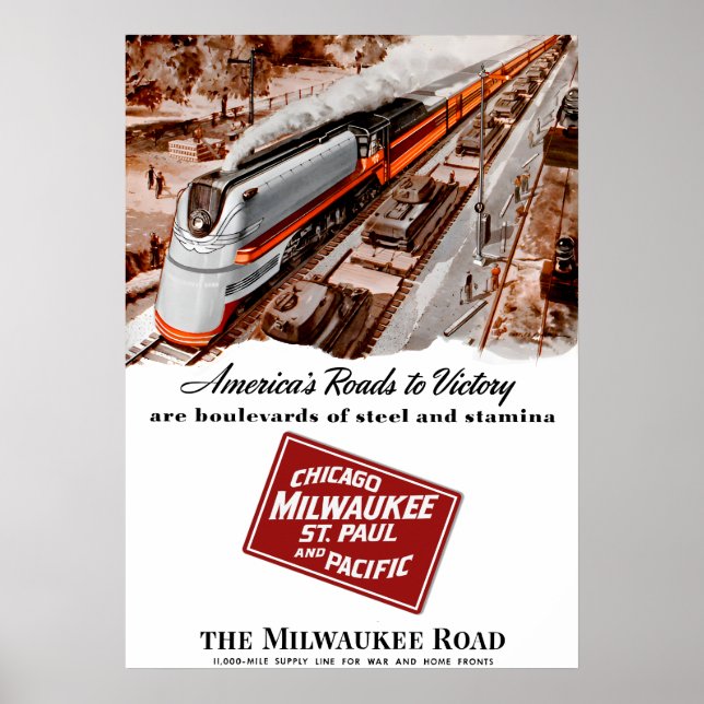 Milwaukee Road Världskrig II poster (Framsidan)