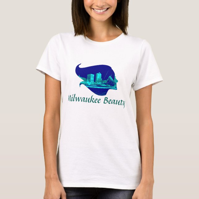 Milwaukee skönhet i blått t-shirt (Framsida)