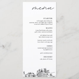 Milwaukee Skyline Modern Bröllop Dinner Menu Meny