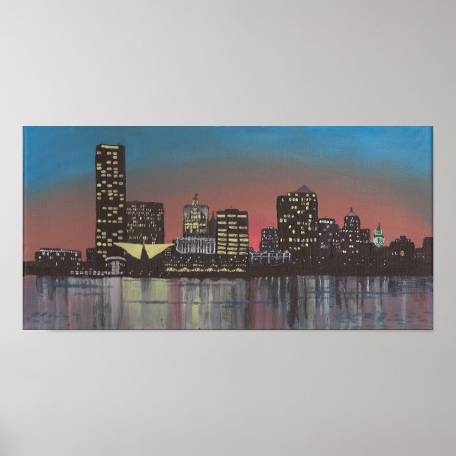 Milwaukee Skyline Painting Print Poster (Framsidan)