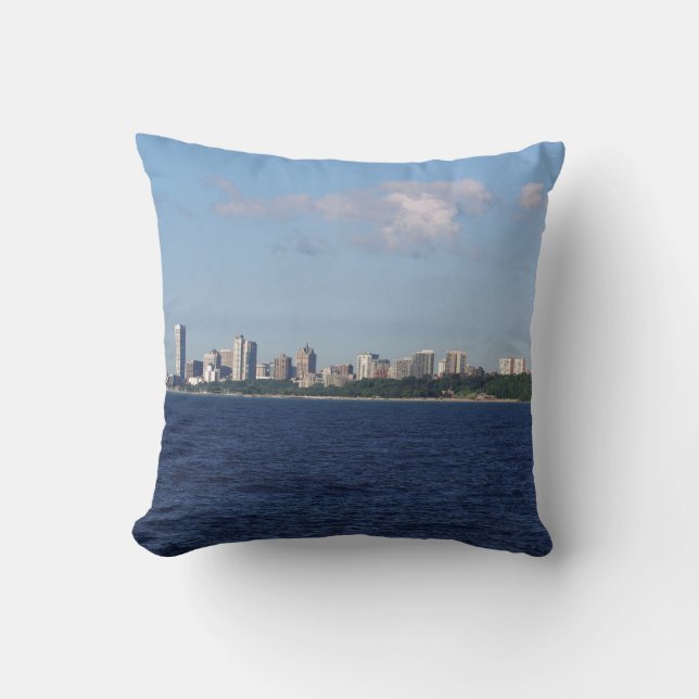 Milwaukee Skyline Square Kudde (Framsida)