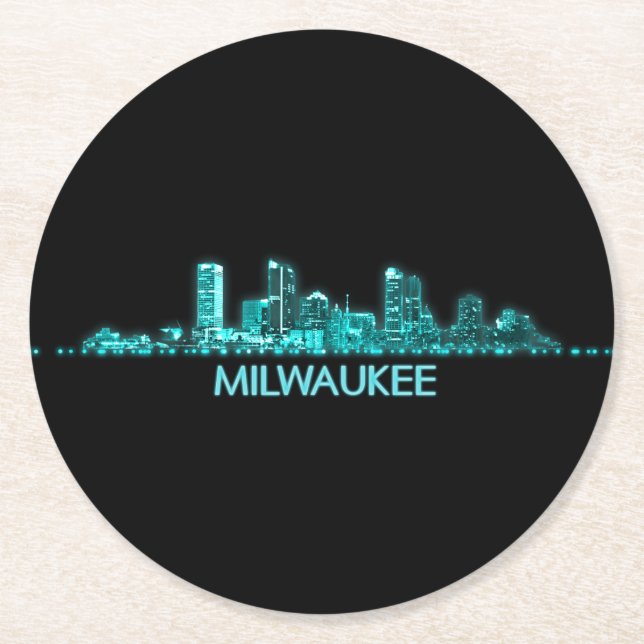 Milwaukee Skyline Underlägg Papper Rund (Framsidan)