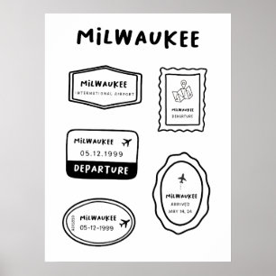 Milwaukee - Travel Frimärke Collection Poster