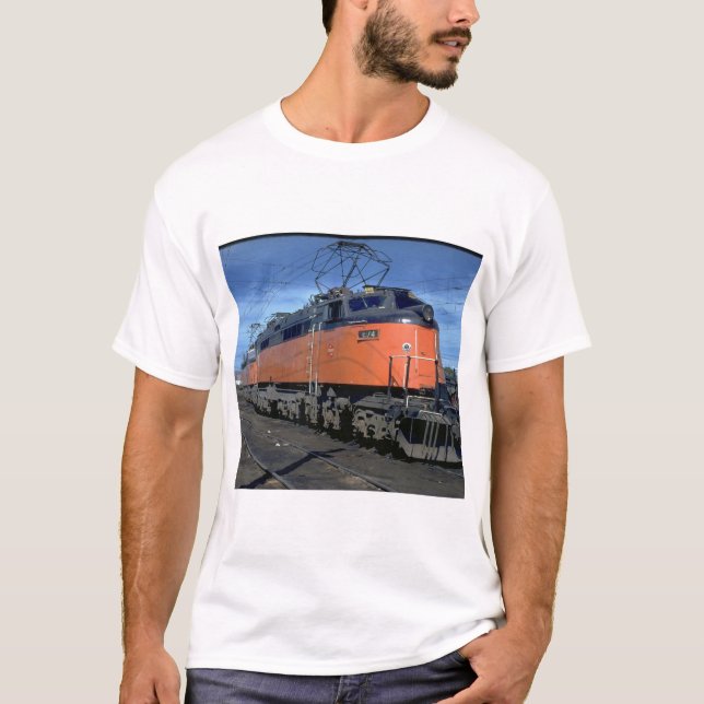 Milwaukee vägboxcab, elkraft #E34A_Trains T-shirt (Framsida)