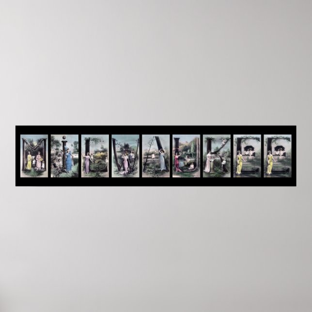 MILWAUKEE Vintage Alphabet Brev Namn Art Poster (Framsidan)