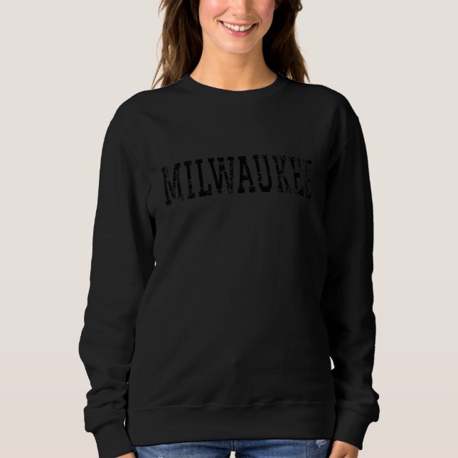 Milwaukee Vintage Svart Textil Kläder T Shirt (Framsida)