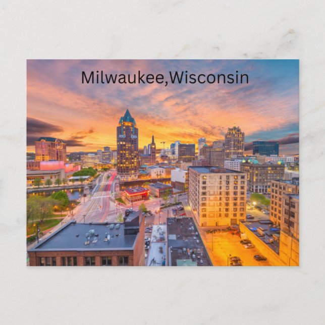 Milwaukee, vykort för Wisconsin (Framsida)