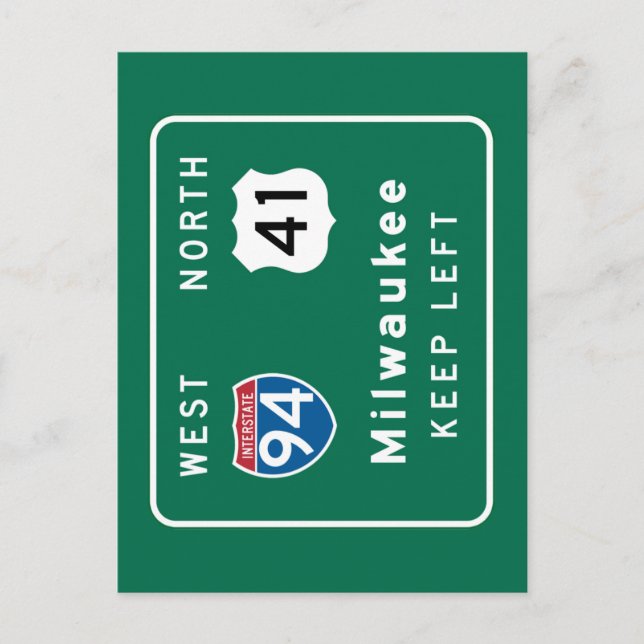 Milwaukee, WI Road Sign Vykort (Framsida)