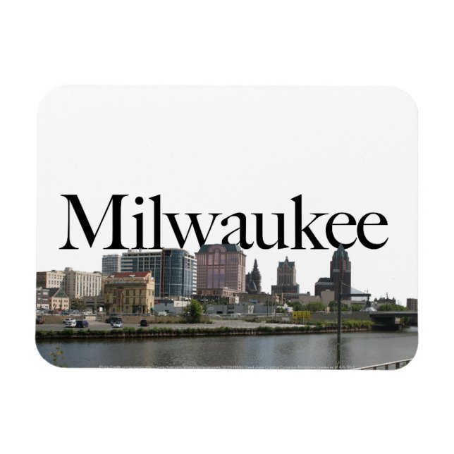 Milwaukee WI Skyline med Milwaukee i Himlar Magnet (Horisontell)