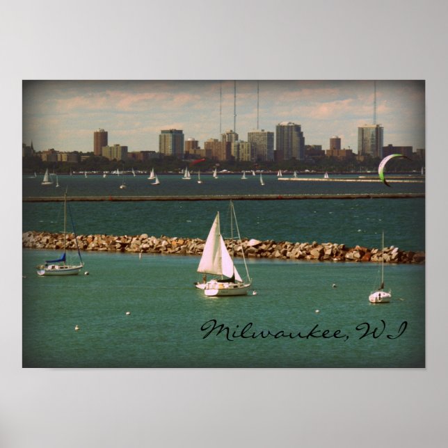 Milwaukee, WI Skyline Poster (Framsidan)