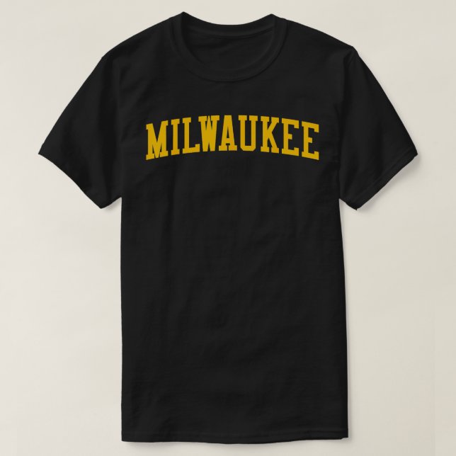 Milwaukee WI Varsity Stil Brew City Throwback Yel T Shirt (Design framsida)