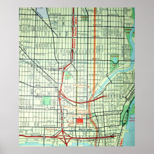 Milwaukee, WI Vintage Karta Poster