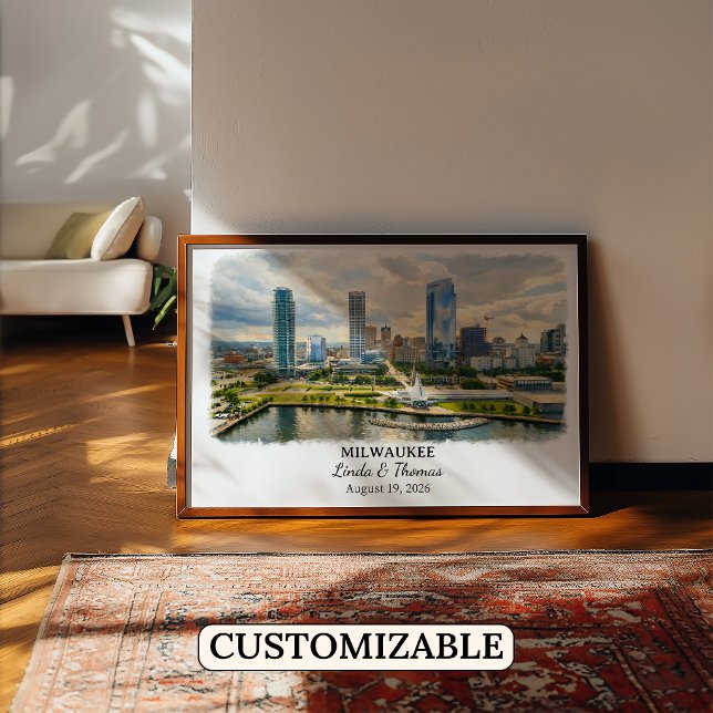 Milwaukee Wisconsin Affisch, Akvarell, Anpassad Poster (Skapare uppladdad)