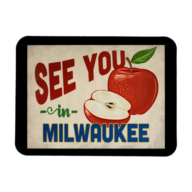 Milwaukee Wisconsin Apple - Vintage resor Magnet (Horisontell)