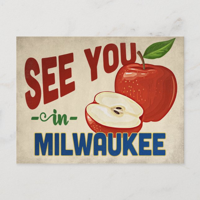 Milwaukee Wisconsin Apple - Vintage resor Vykort (Framsida)