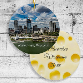 Milwaukee Wisconsin Cheese Head jul Keepsaké Julgransprydnad Keramik