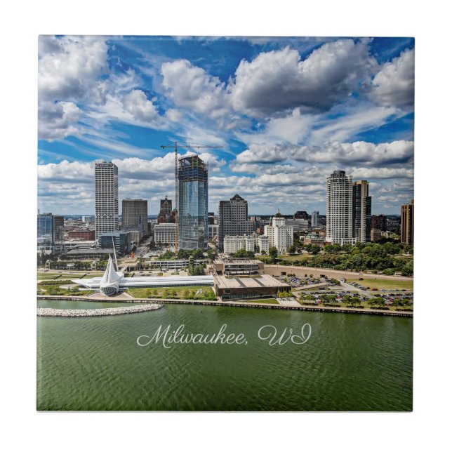 Milwaukee, Wisconsin cityscape-fotografi, Kakelplatta (Framsidan)
