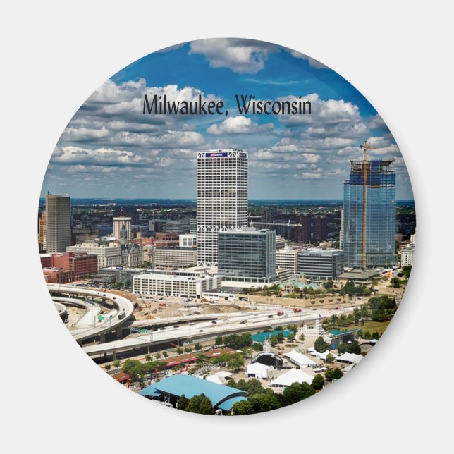 Milwaukee, Wisconsin cityscape Magnet (Framsidan)