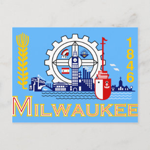 Milwaukee, Wisconsin, Förenade Stater flagga Vykort